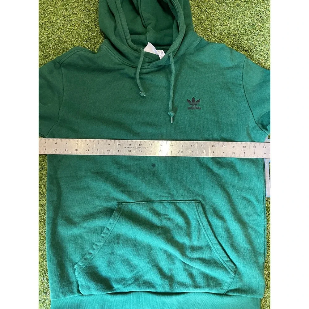 Adidas Hoodie Mens M Green Lined Logo‎ Long Sleeve Kangaroo Pockets Pullover